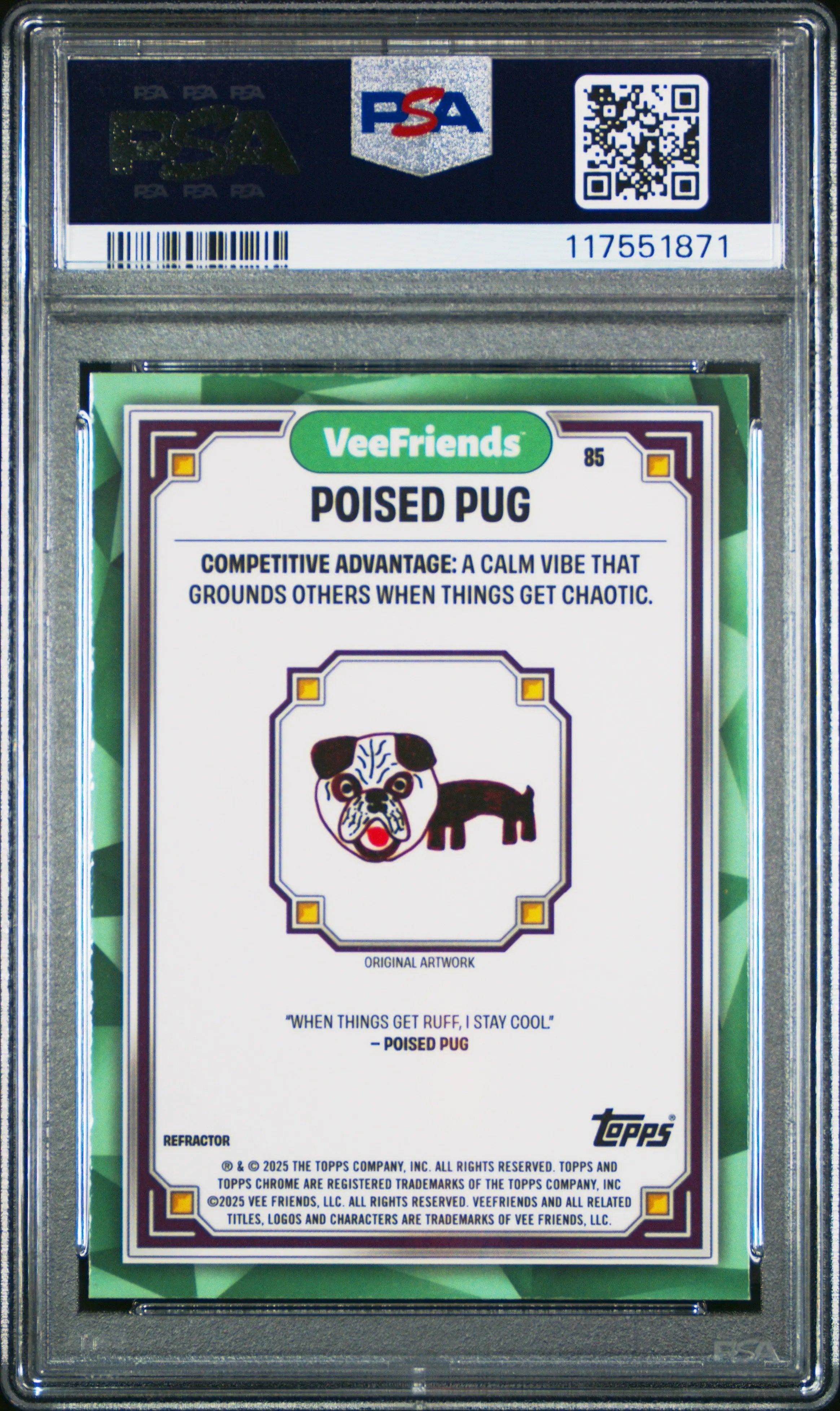 2025 Topps Chrome Veefriends Poised Pug Refractor #85 PSA 9 