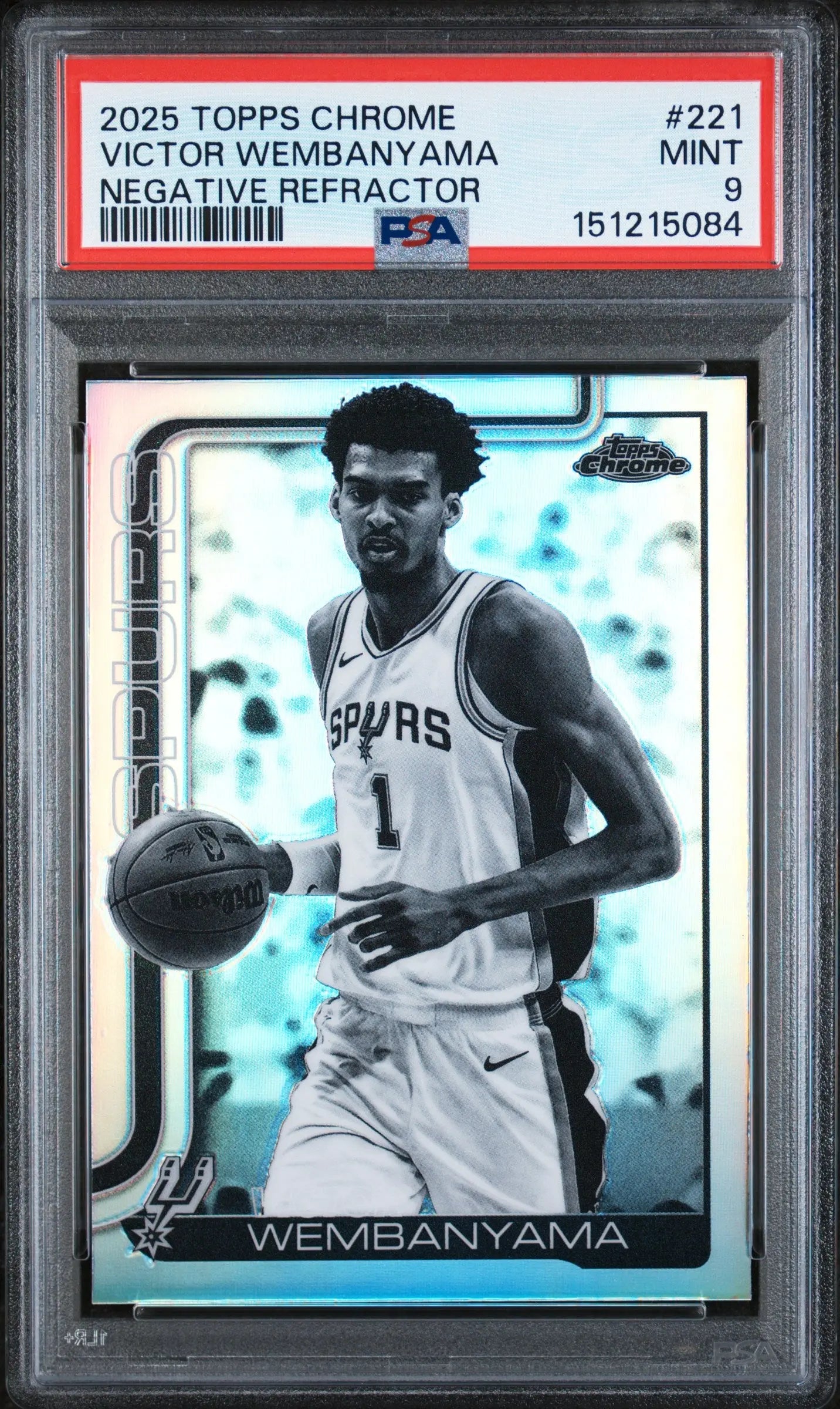 2025 Topps Chrome Victor Wembanyama Negative Refractor PSA 9 