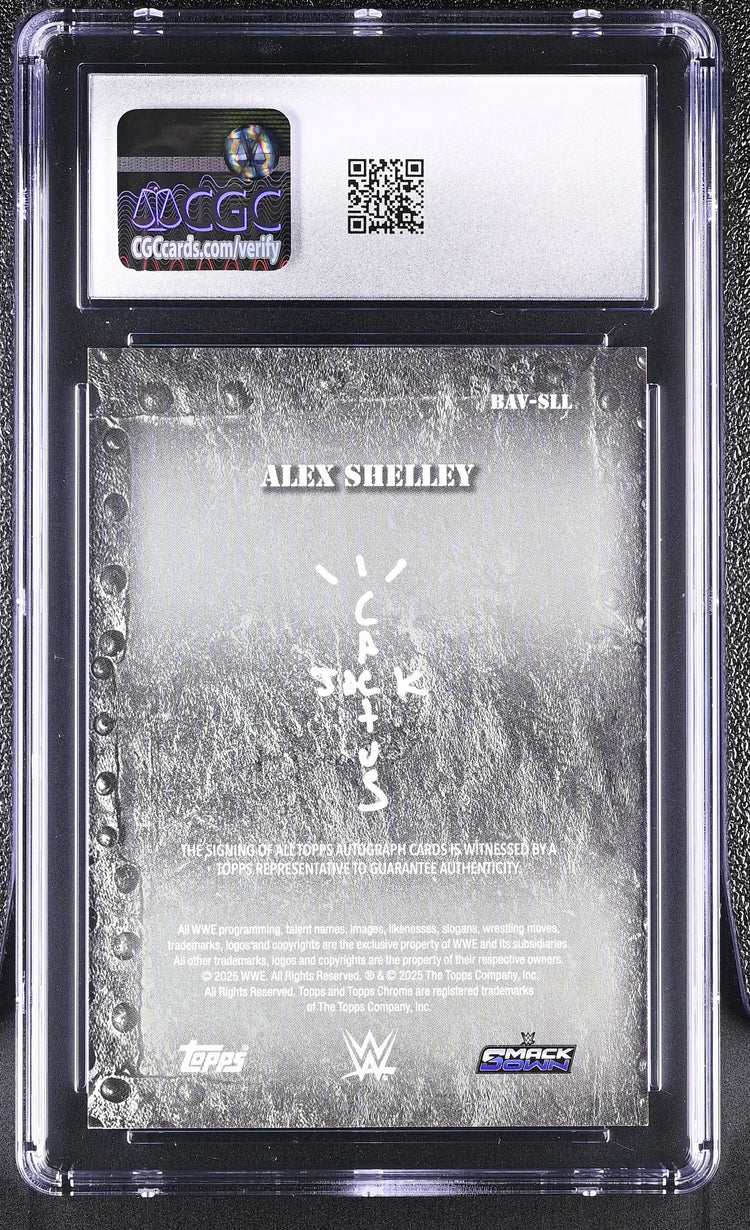 2025 Topps Chrome WWE Cactus Jack Auto Alex Shelley Orange /25 CGC 10 Auto 10 