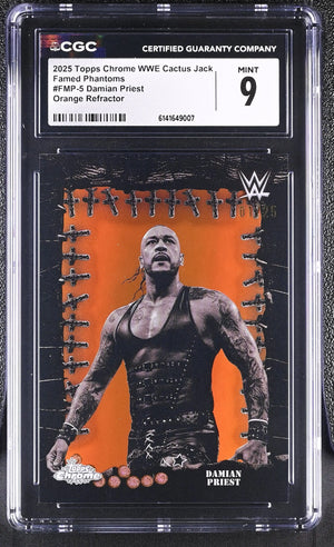 2025 Topps Chrome WWE Cactus Jack Famed Phantoms Damian Priest Orange /25 CGC 9 