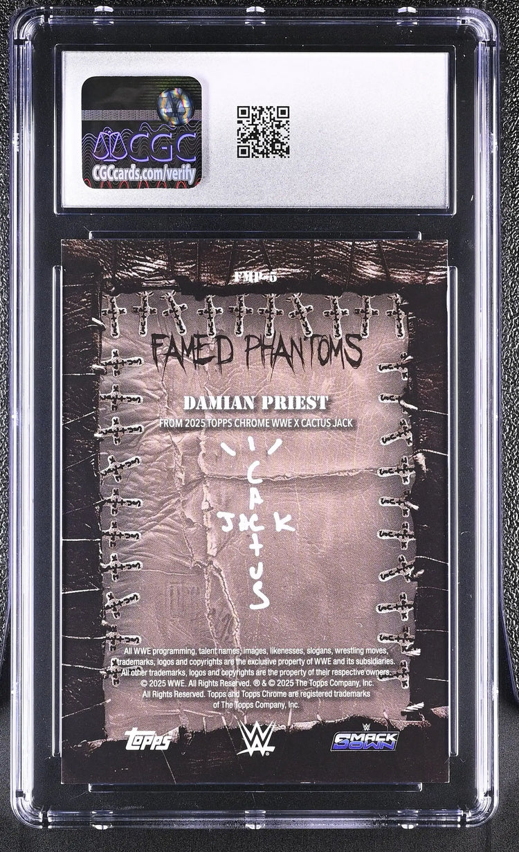 2025 Topps Chrome WWE Cactus Jack Famed Phantoms Damian Priest Orange /25 CGC 9 