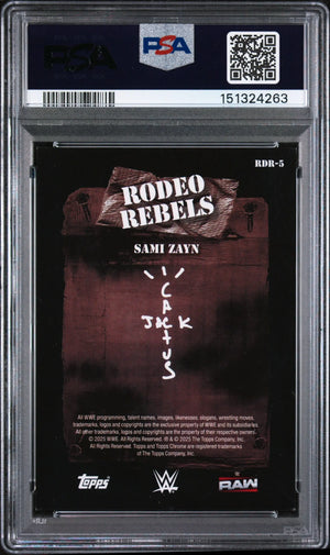 2025 Topps Chrome WWE X Cactus Jack Rodeo Rebels Red Sami Zayn #5 / 5 PSA 8 