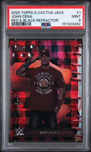 2025 Topps Chrome WWE X Cactus Red & Black Refractor Jack John Cena #1 PSA 9 