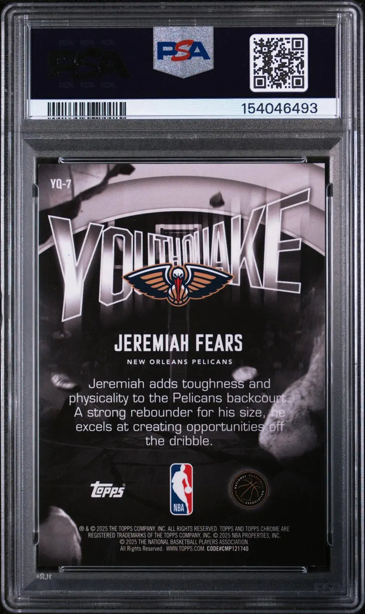 2025 Topps Chrome Youthquake Rookie Jeremiah Fears RC Gold Geometric /50 PSA 9 