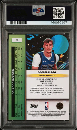 2025 Topps Cosmic Chrome Basketball Rookie Cooper Flagg RC PSA 9 