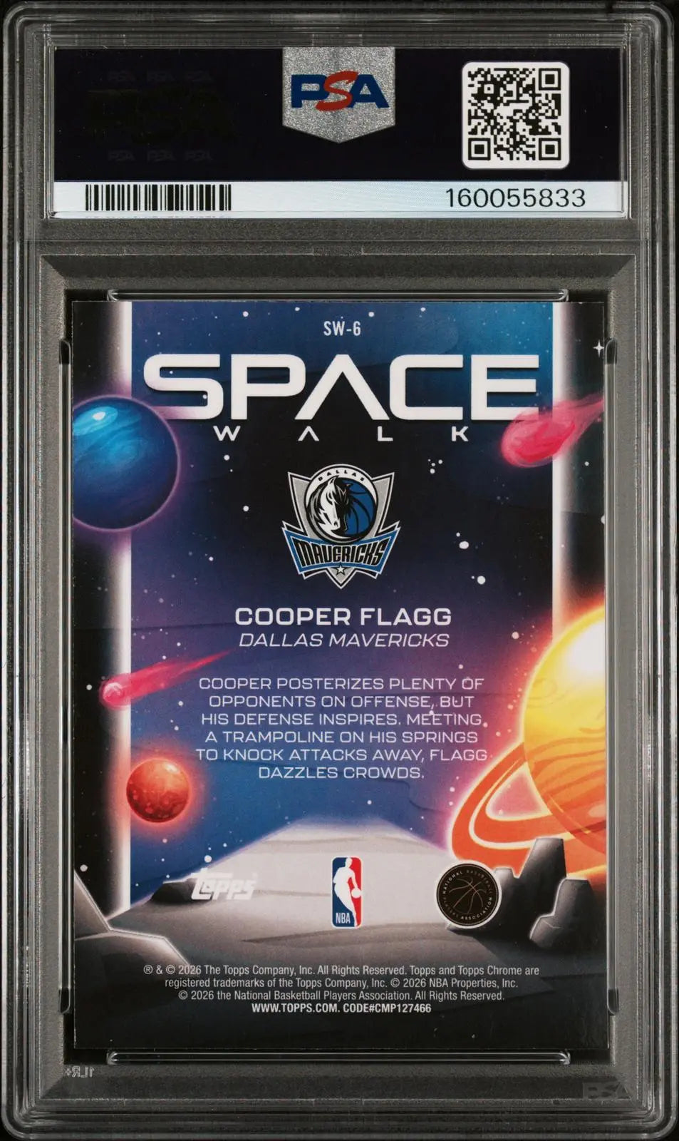 2025 Topps Cosmic Chrome Basketball Space Walk Rookie Cooper Flagg RC PSA 9 