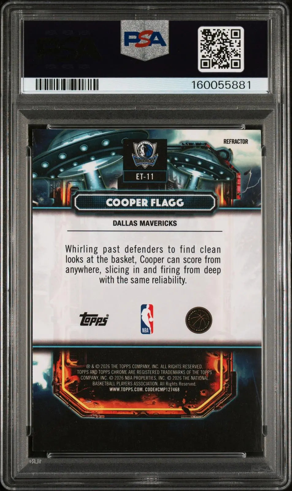 2025 Topps Cosmic Chrome ET Talent Rookie Cooper Flagg RC Refractor PSA 10 