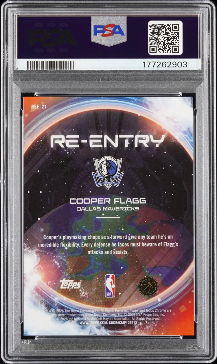 2025 Topps Cosmic Chrome Re-Entry Rookie Cooper Flagg Orange Galactic /25 PSA 10 