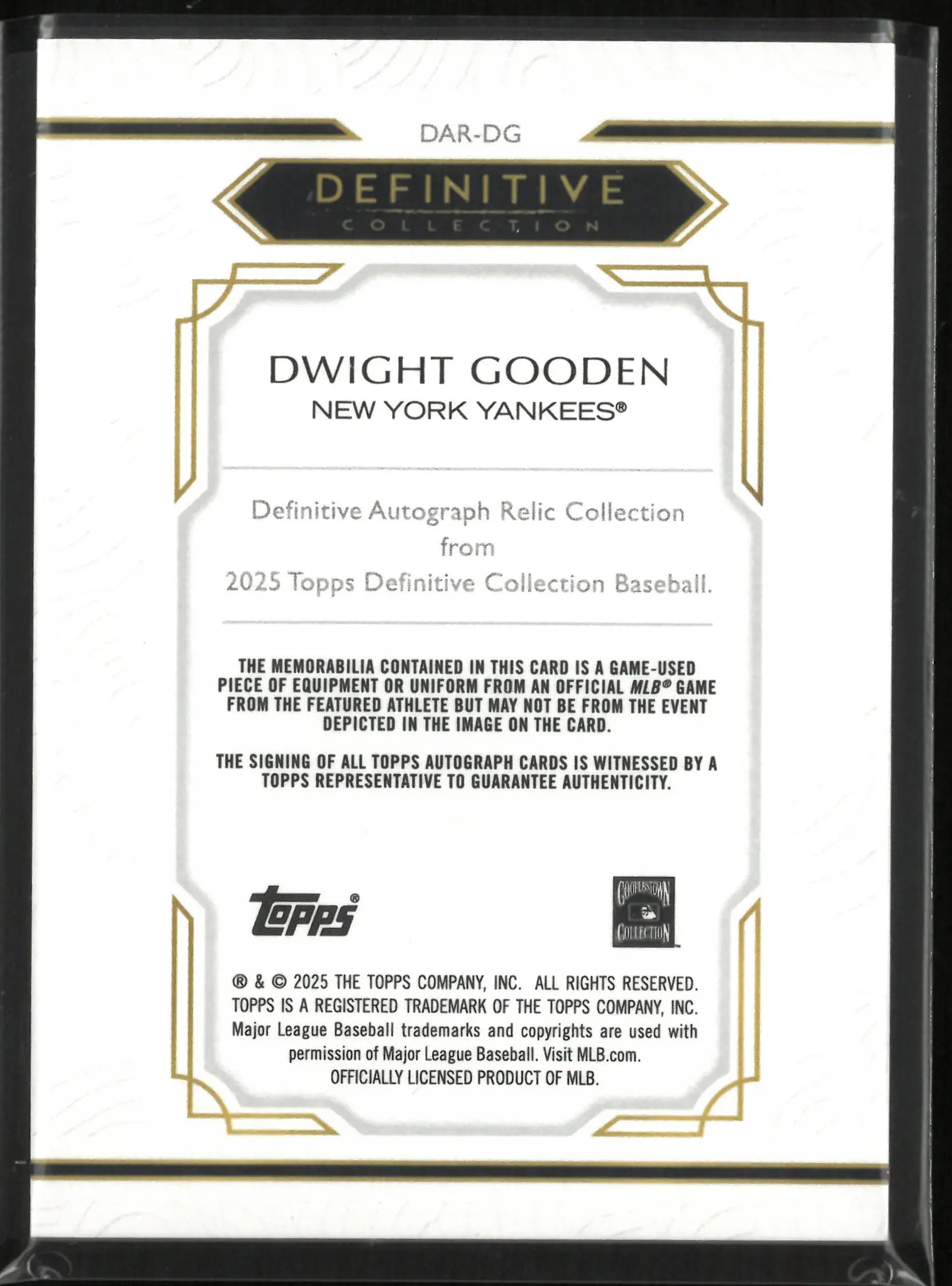 2025 Topps Definitive Autograph Patch Dwight Gooden Auto /50 