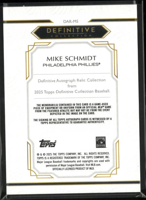 2025 Topps Definitive Autograph Relic Mike Schmidt Auto /50 