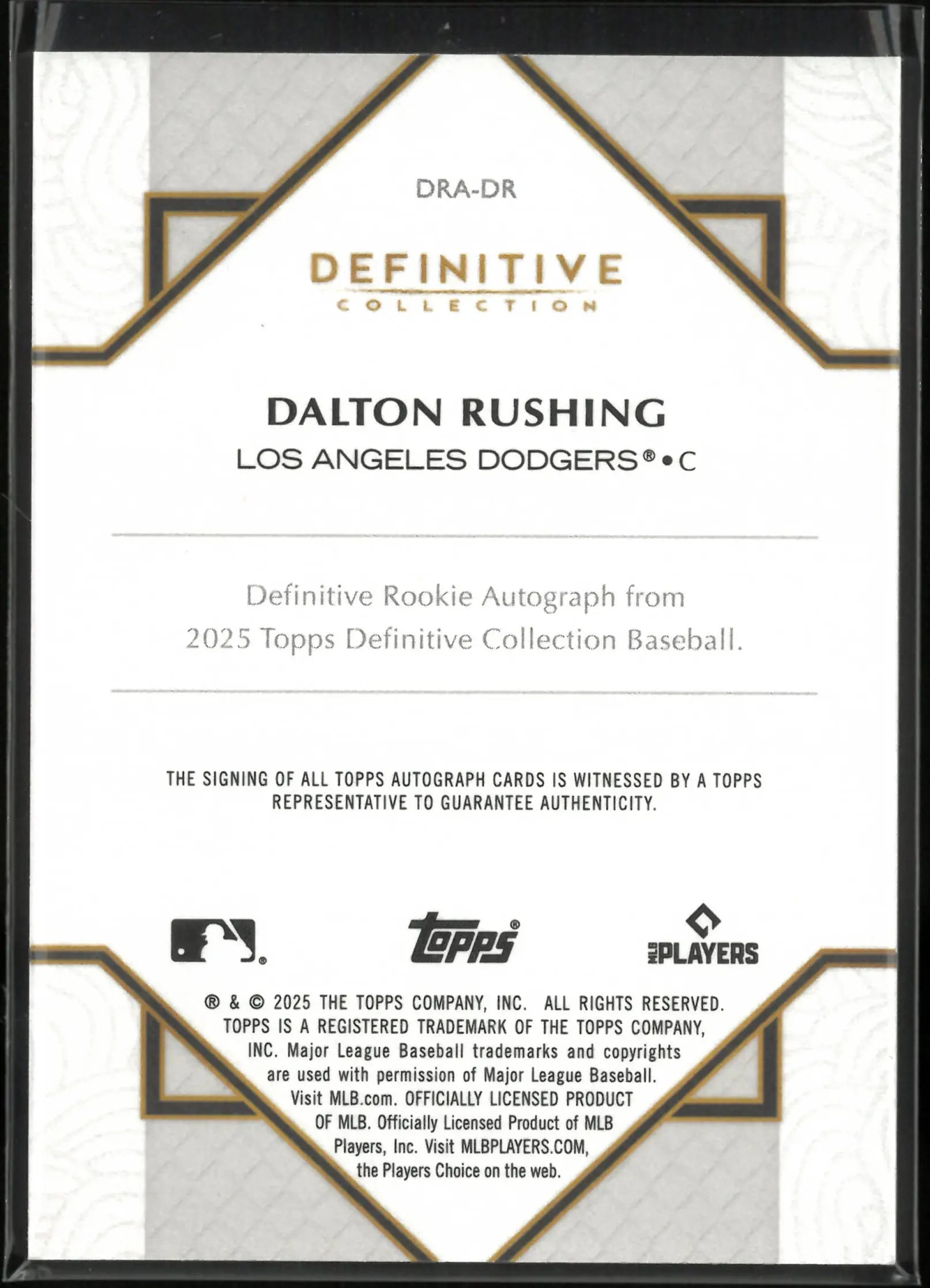 2025 Topps Definitive Collection Baseball Definitive Rookie Auto Dalton Rushing /25 