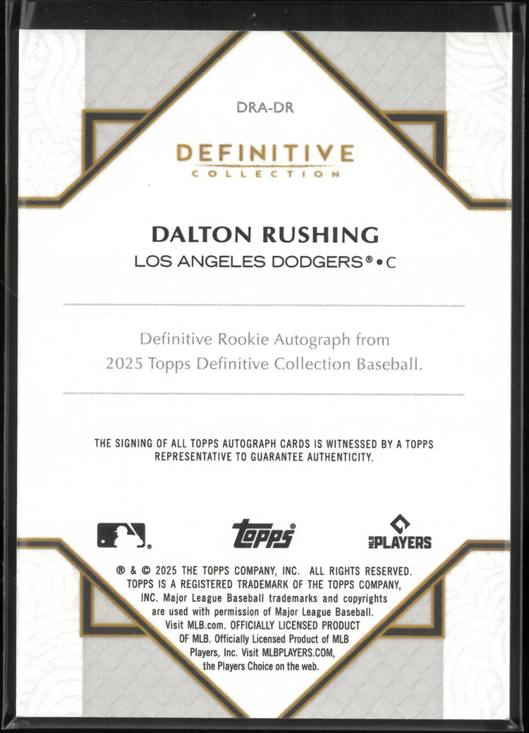 2025 Topps Definitive Collection Baseball Definitive Rookie Auto Dalton Rushing /25 