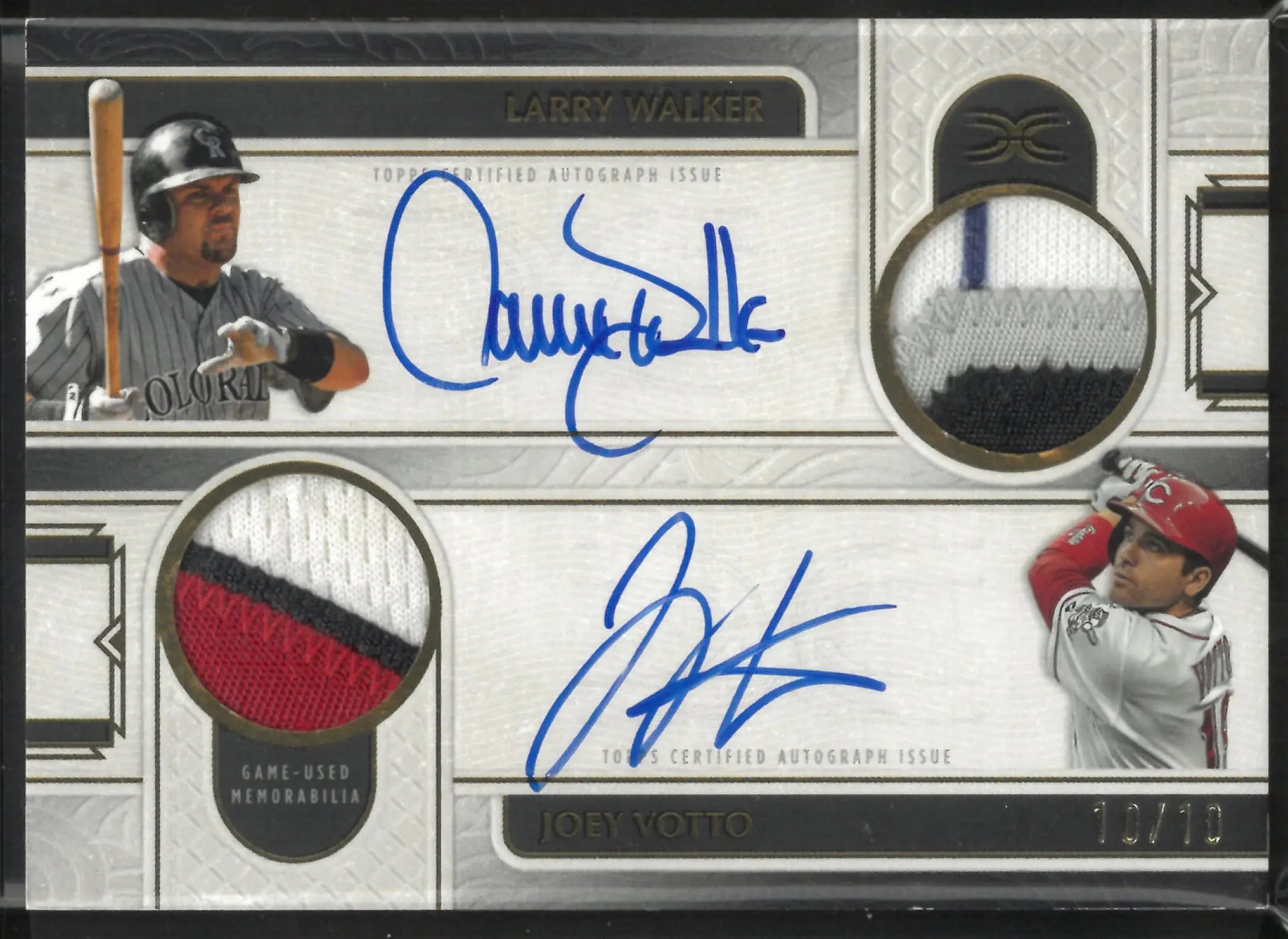 2025 Topps Definitive Collection Baseball Dual Auto Relic Walker Votto /10 