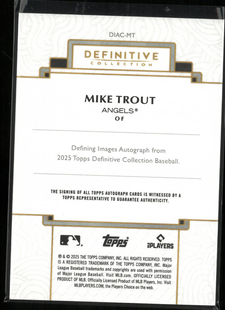 2025 Topps Definitive Defining Images Autograph Mike Trout Auto /10 