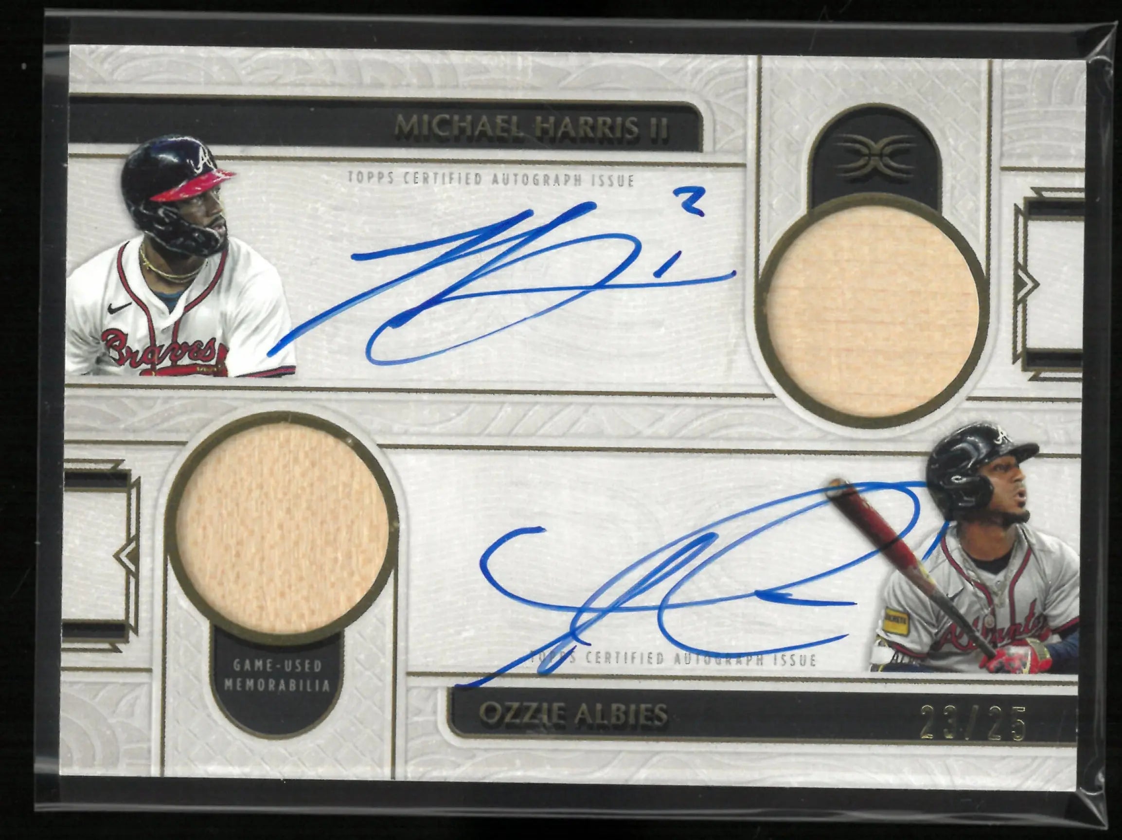 2025 Topps Definitive Dual Autograph Relic Michael Harris/Ozzie Albies Auto /25 