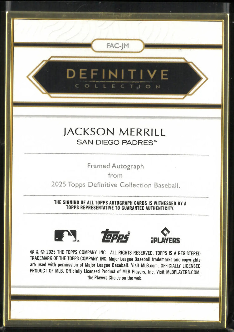 2025 Topps Definitive Framed Autograph Jackson Merrill Auto Red /5 