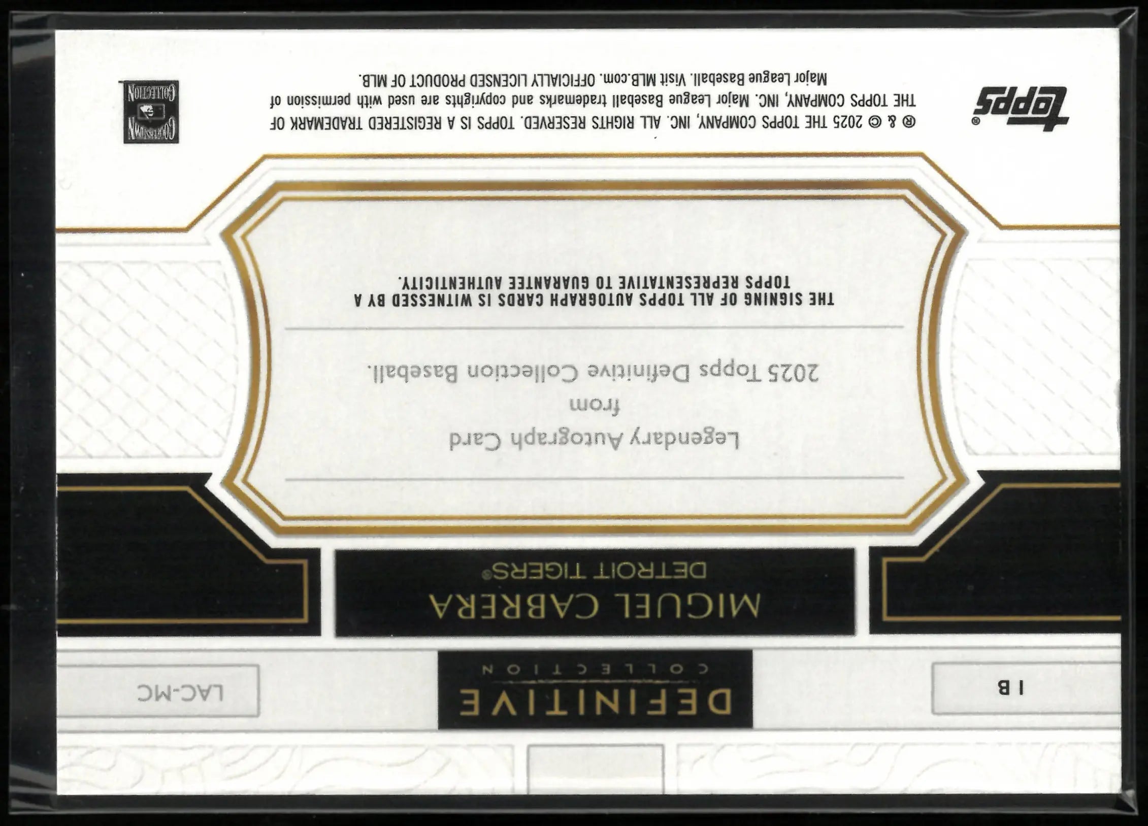 2025 Topps Definitive Legendary Autograph Miguel Cabrera Auto /25 
