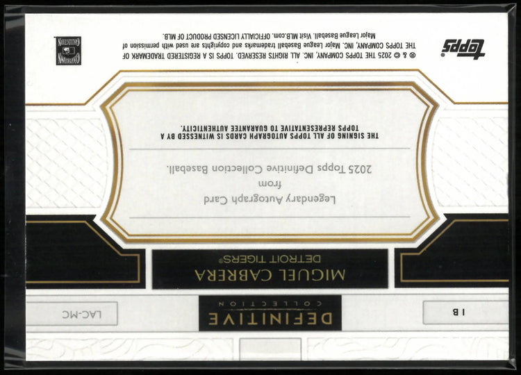 2025 Topps Definitive Legendary Autograph Miguel Cabrera Auto /25 