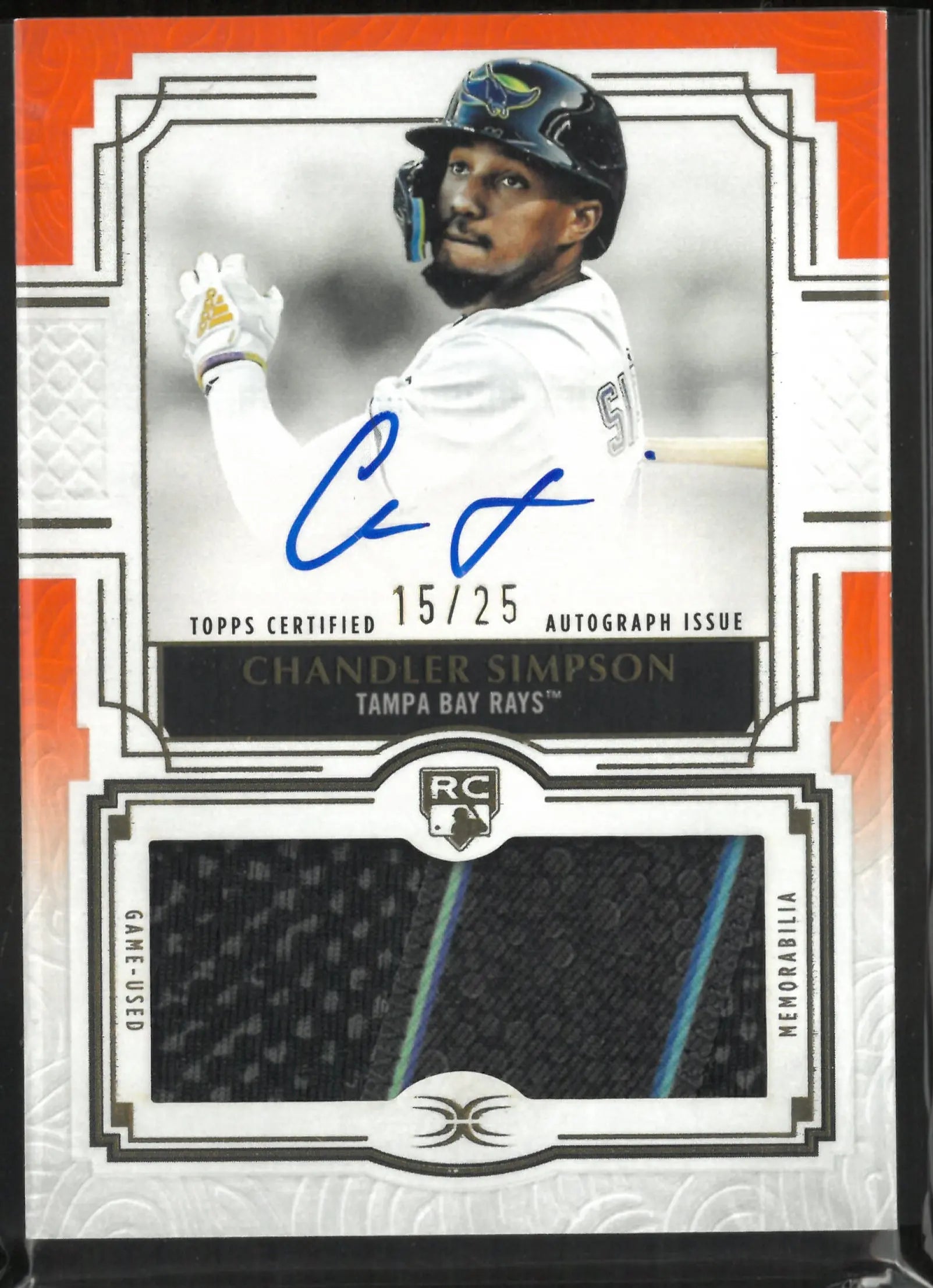 2025 Topps Definitive Rookie Patch Autograph Chandler Simpson Orange /25 RC 