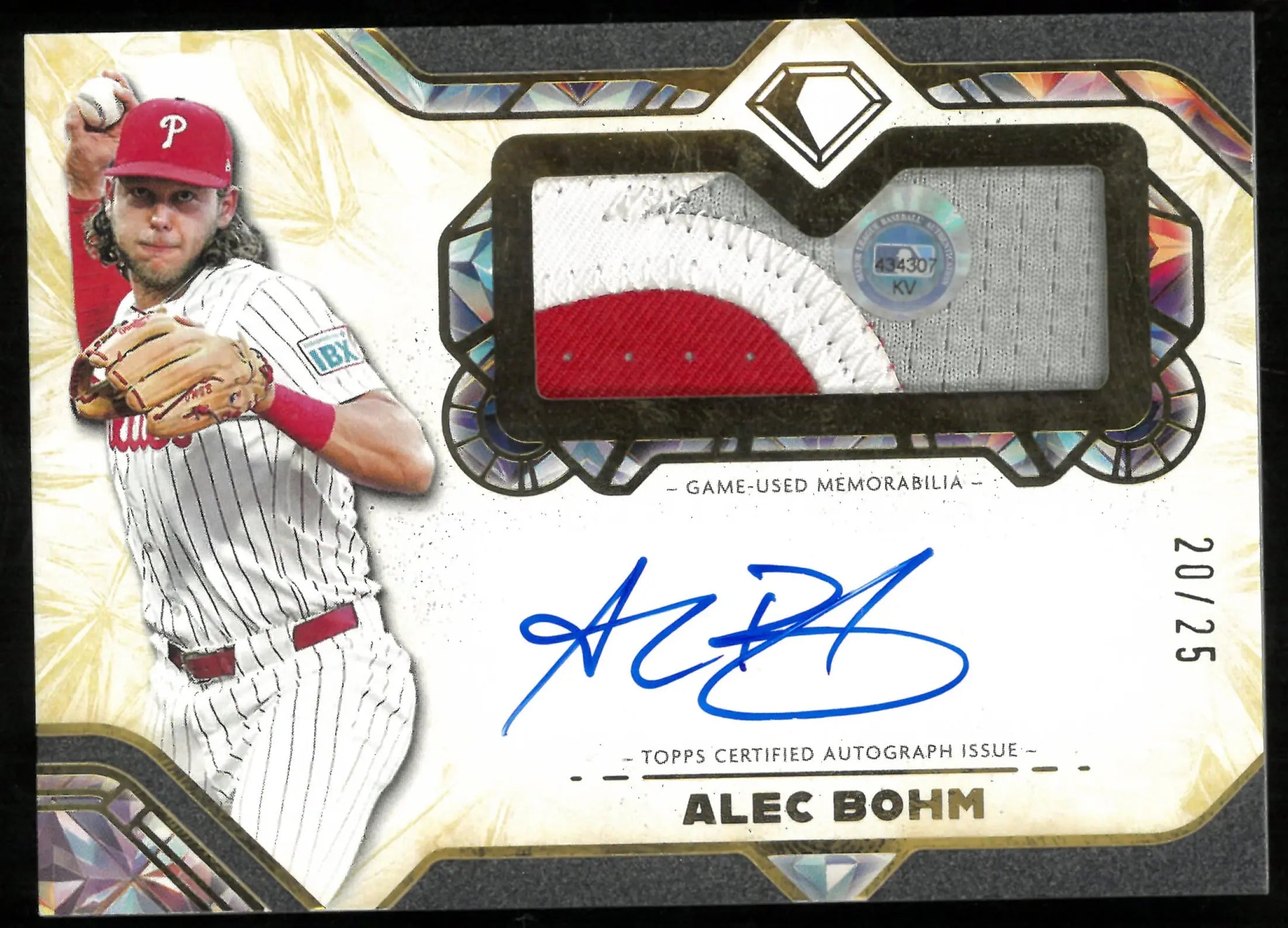 Alec Bohm 2025 Topps Diamond Icons Auto Jumbo Patch Card