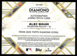2025 Topps Diamond Icons Auto Jumbo Patch Alec Bohm /25 