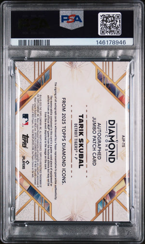 2025 Topps Diamond Icons Autographed Jumbo Patches Tarik Skubal Auto /25 PSA 8 
