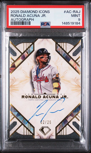 2025 Topps Diamond Icons Autographs Ronald Acuna JR. Auto /25 RC PSA 9 