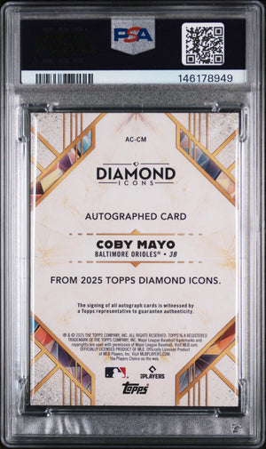 2025 Topps Diamond Icons Autographs Rookie Coby Mayo /25 RC PSA 8 