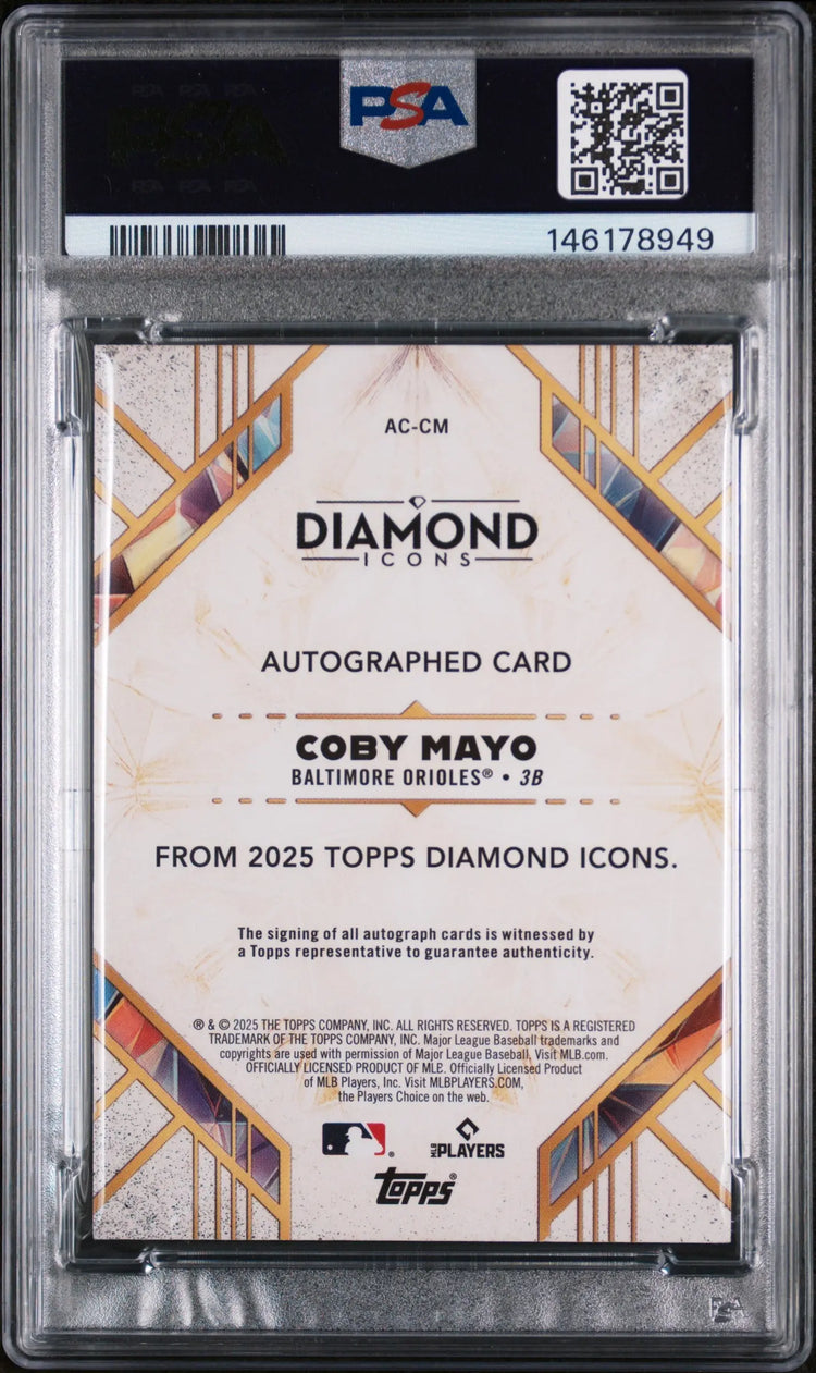 2025 Topps Diamond Icons Autographs Rookie Coby Mayo /25 RC PSA 8 