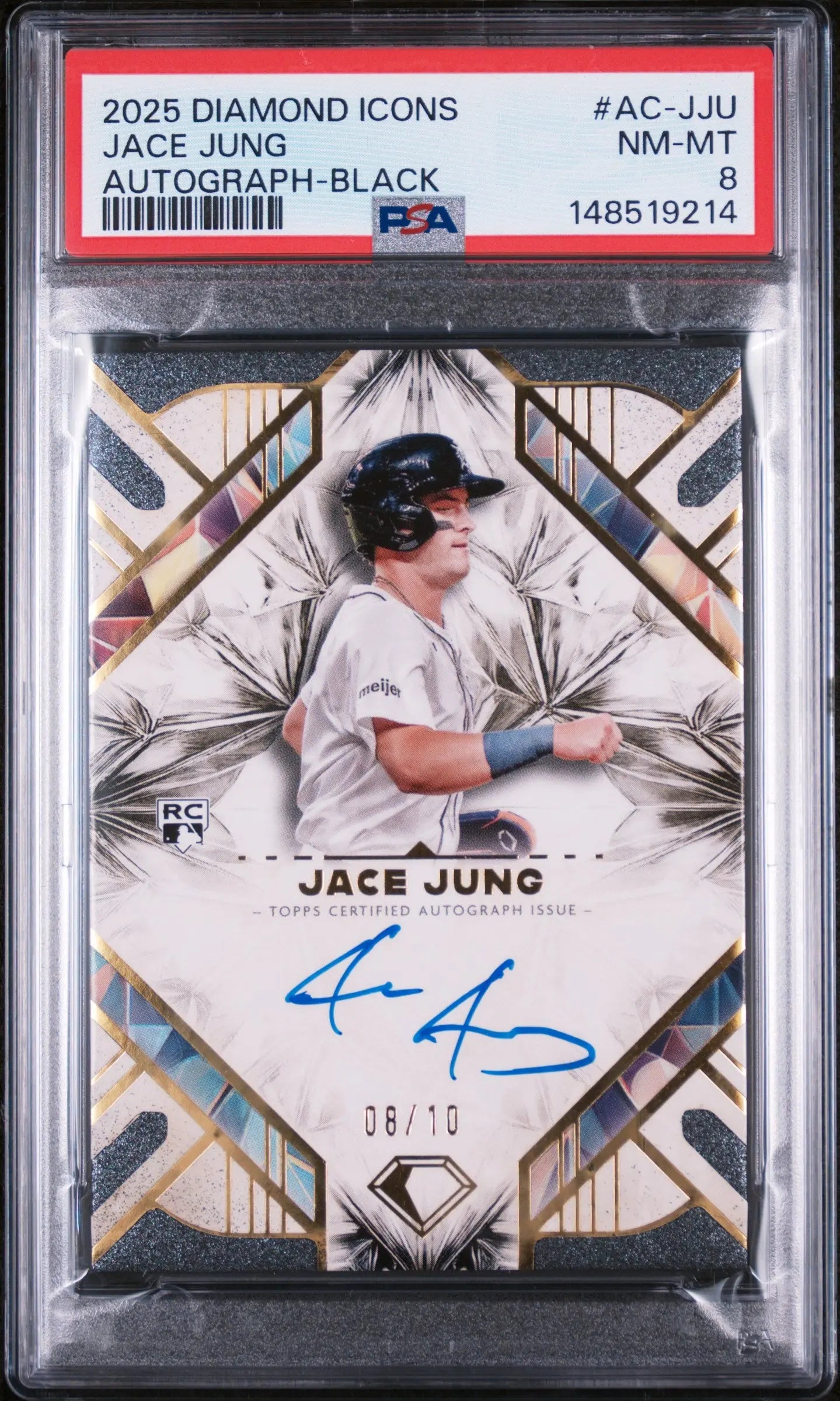 2025 Topps Diamond Icons Autographs Rookie Jace Jung Auto /10 RC PSA 8 