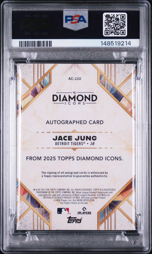 2025 Topps Diamond Icons Autographs Rookie Jace Jung Auto /10 RC PSA 8 