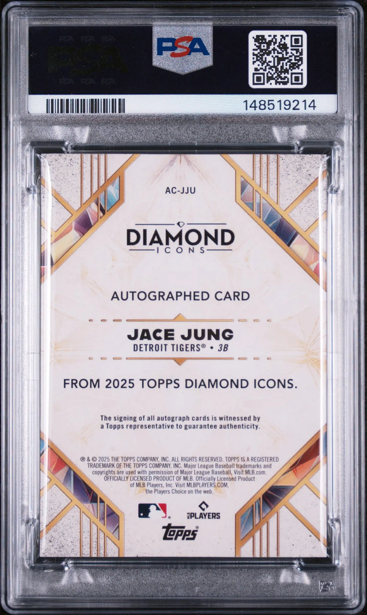 2025 Topps Diamond Icons Autographs Rookie Jace Jung Auto /10 RC PSA 8 