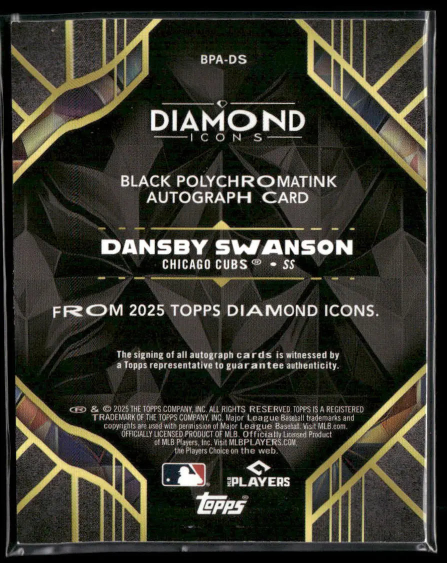 2025 Topps Diamond Icons Black Polychromatink Auto Dansby Swanson /10 