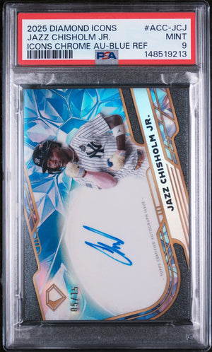 2025 Topps Diamond Icons Chrome Autographs Jazz Chisholm JR.  Blue Ref /15 PSA 9 