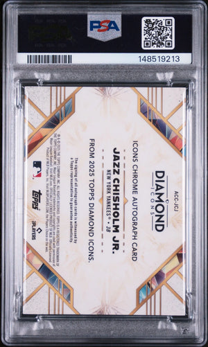 2025 Topps Diamond Icons Chrome Autographs Jazz Chisholm JR.  Blue Ref /15 PSA 9 