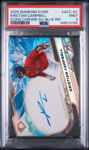 2025 Topps Diamond Icons  Chrome Autographs Kristian Campbell Blue Ref /15 PSA 9 