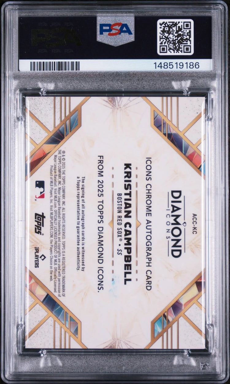 2025 Topps Diamond Icons  Chrome Autographs Kristian Campbell Blue Ref /15 PSA 9 