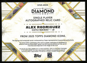 2025 Topps Diamond Icons Single Player Auto Relic Patch Alex Rodriguez /5 