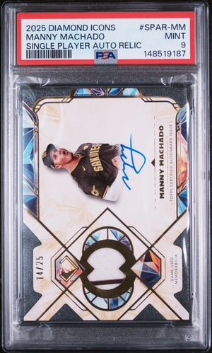 2025 Topps Diamond Icons Single Player Autographed Relic Manny Machado /25 PSA 9 