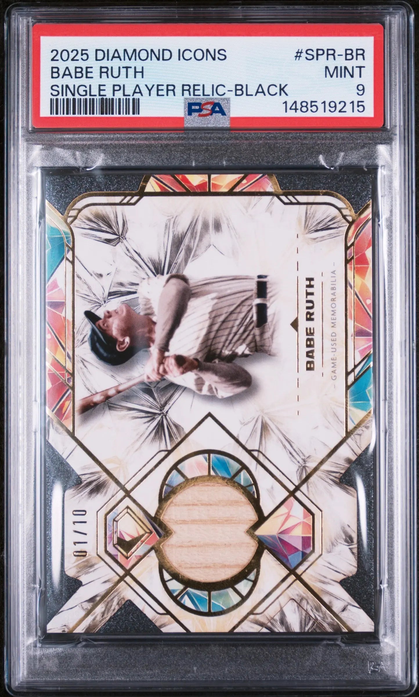 2025 Topps Diamond Icons Single Player Relics Babe Ruth Black /10 PSA 9 