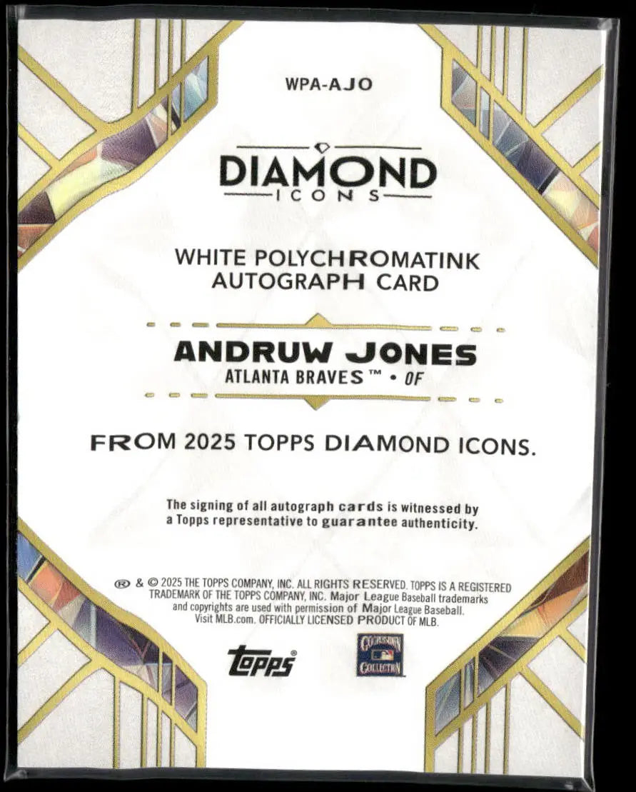 2025 Topps Diamond Icons White Polychromatink Auto Andruw Jones /15 
