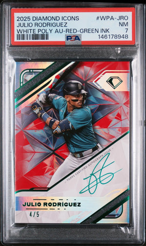 2025 Topps Diamond Icons White Polychromatink Auto Julio Rodriguez R/G /5 PSA 7 