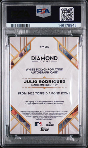 2025 Topps Diamond Icons White Polychromatink Auto Julio Rodriguez R/G /5 PSA 7 
