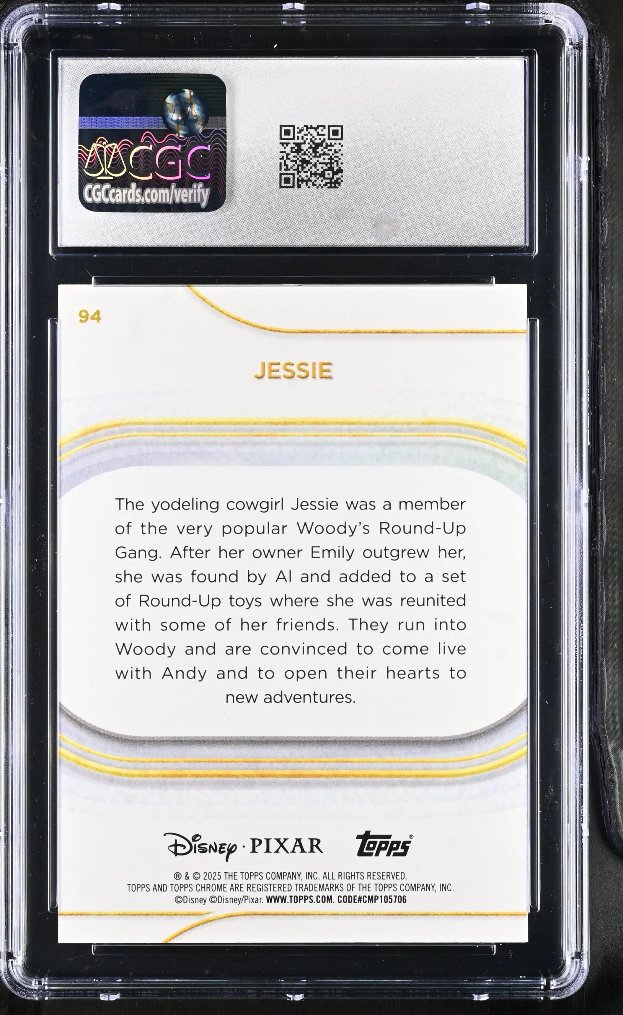 2025 Topps Disney Chrome Sapphire Jessie Black /10 CGC 9 