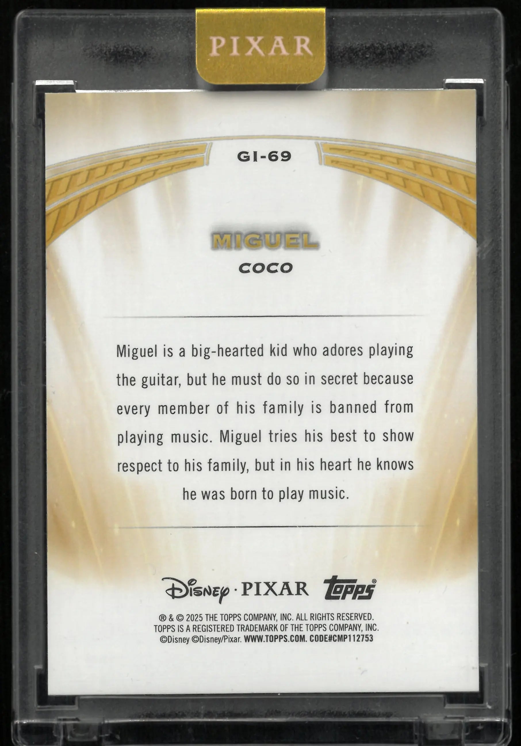 2025 Topps Disney Pixar Golden Icons Miguel /15 