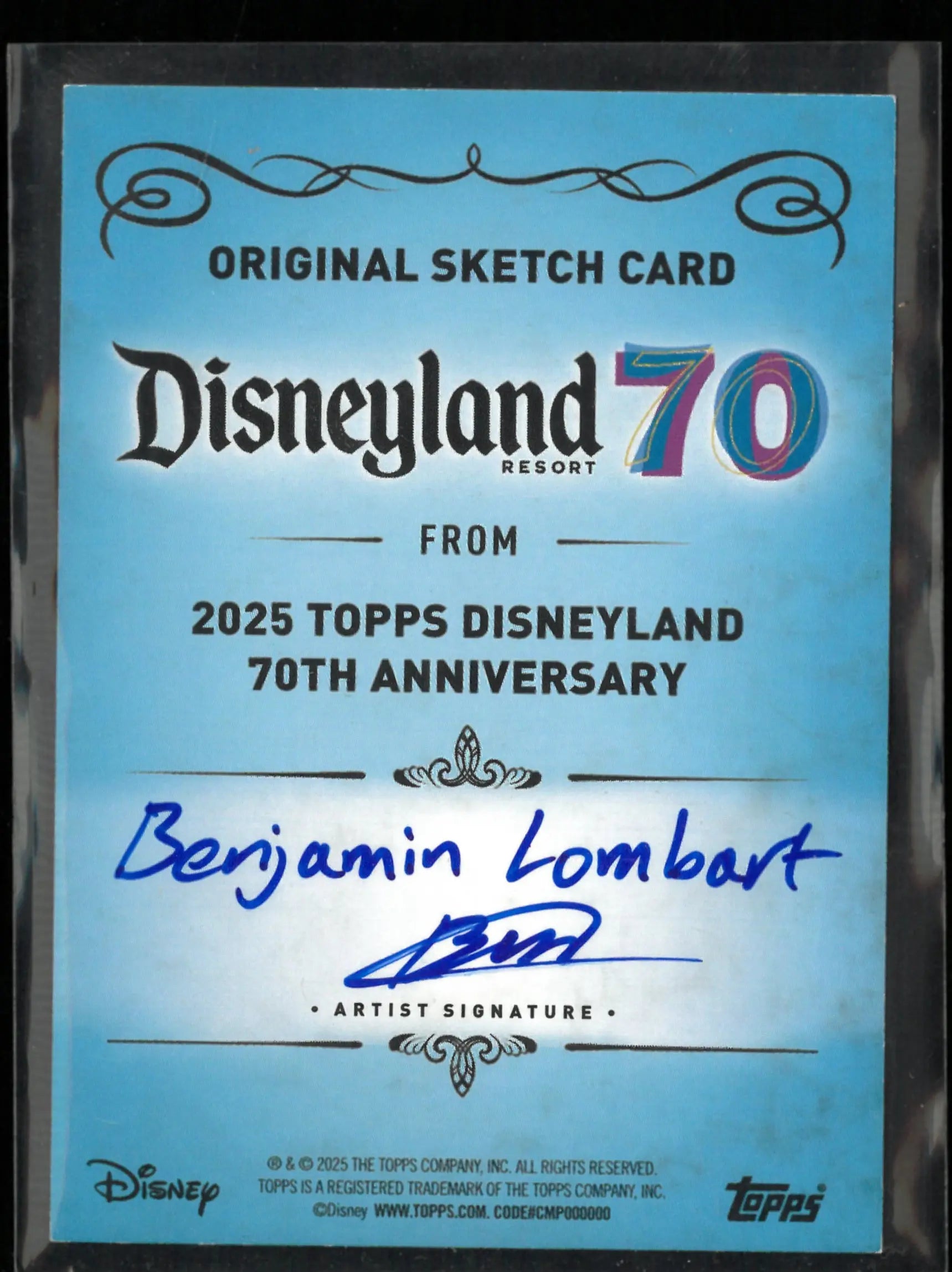 2025 Topps Disneyland Resort 70th Anniversary Original Sketch Card Benjamin Lombart Autograph 