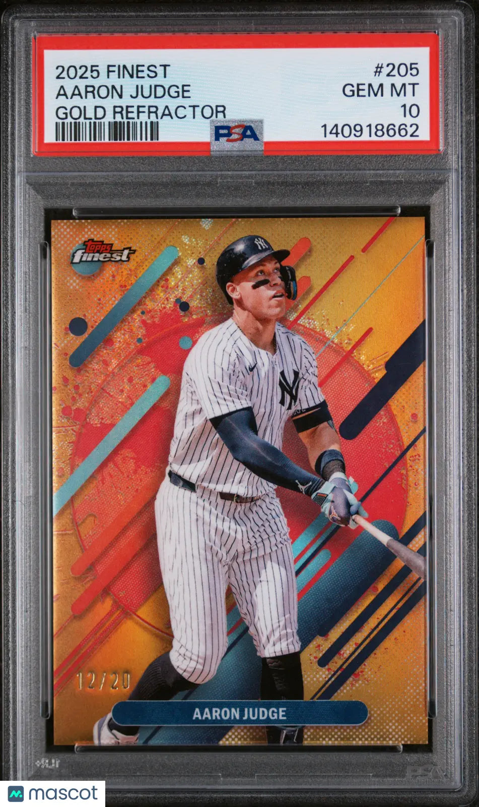 2025 Topps Finest Baseball Aaron Judge Gold Refractor /20 PSA 10 