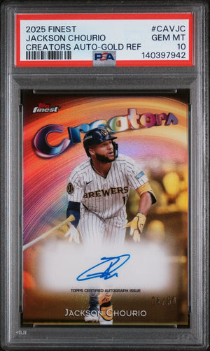 2025 Topps Finest Creators Auto Jackson Chourio Gold Refractor /50 PSA 10 