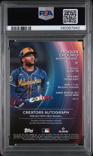 2025 Topps Finest Creators Auto Jackson Chourio Gold Refractor /50 PSA 10 