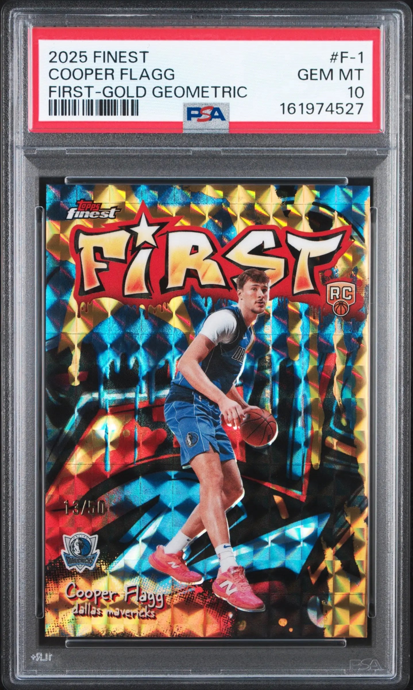 2025 Topps Finest First #F-1 Cooper Flagg First-Gold Geometric Rookie /50 PSA 10 